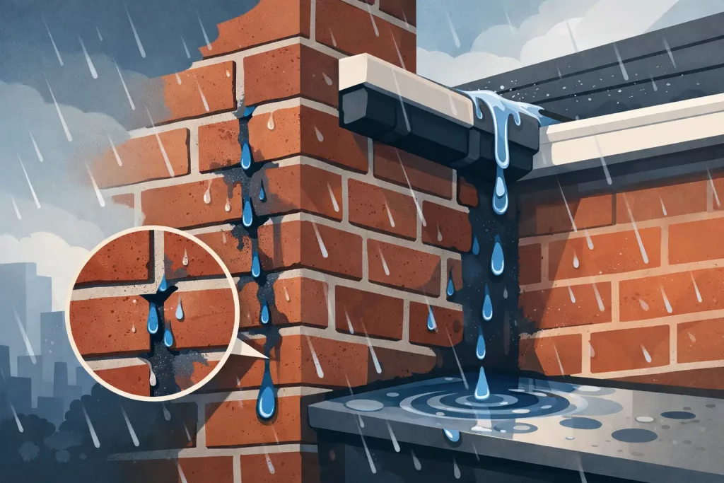 Infiltration d'eau façade en brique