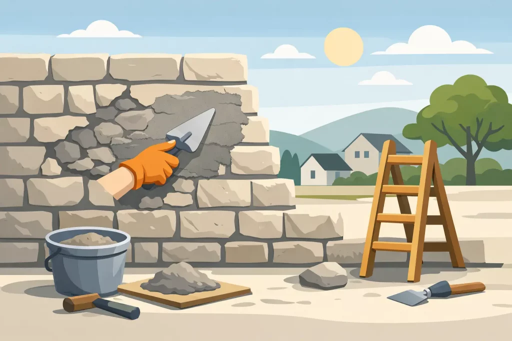 Réparer un mur en pierre extérieur