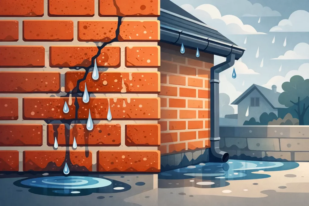 Infiltration d’eau à travers la brique