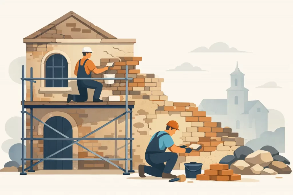 Travaux de maçonnerie en bâtiment ancien